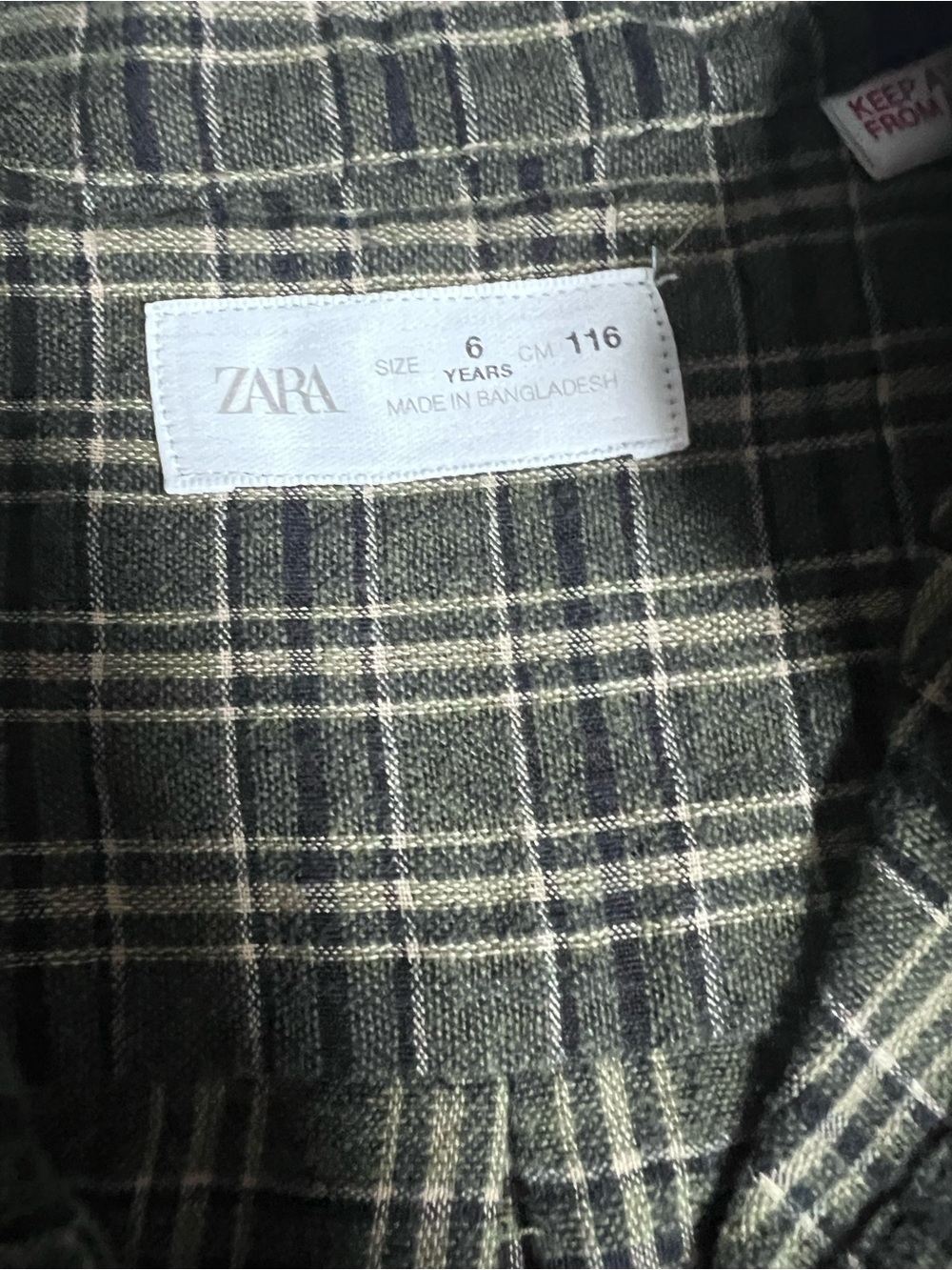 Zara Kids Green Plaid Band-Collar Button-Down Shirt - Picture 3 of 3
